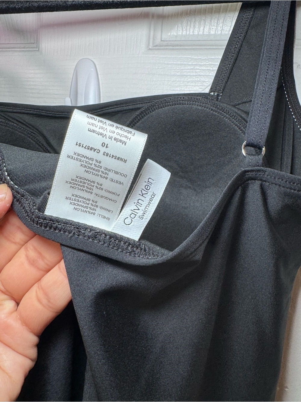 Calvin Klein Dark Black Pleated Front One-Piece Swimsuit - Picture 6 of 8
